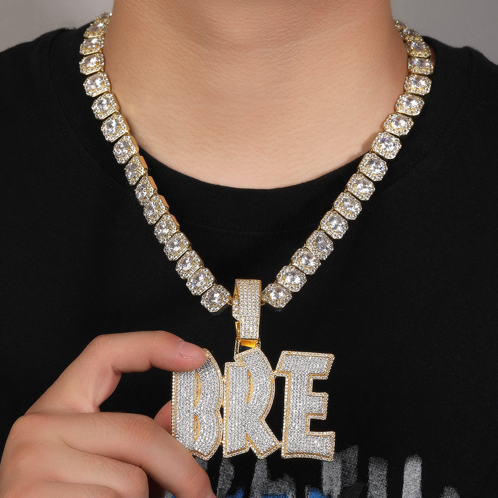 Customized Digital and Alphabet Zircon Pendant