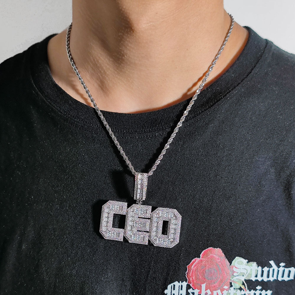 Custom T-square hip-hop letter pendant