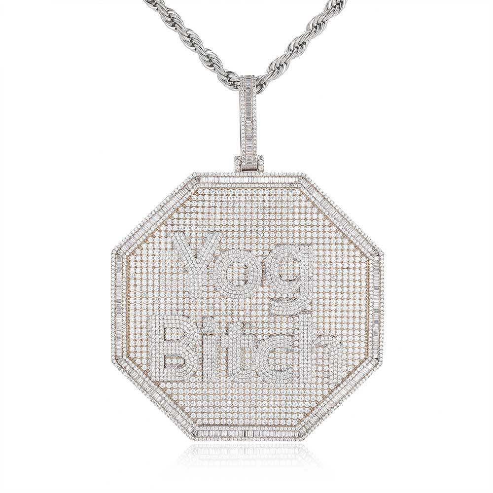 3D Big Octagon Custom Letter Pendant