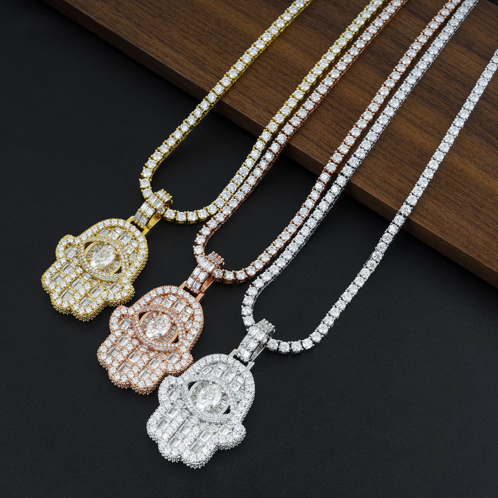 Eye-shaped Hand-shaped Moissanite Pendants
