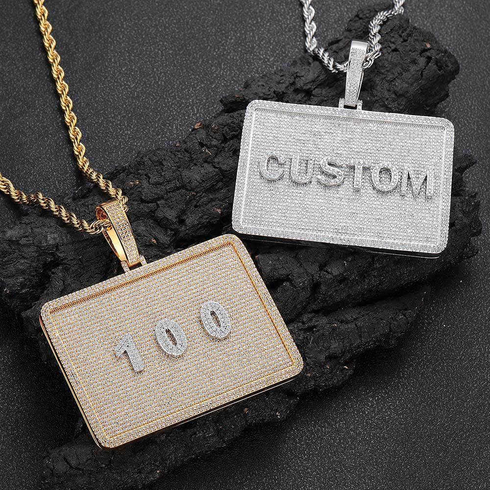 Hip Hop Rectangular Zirconia Custom Letter Pendant Gubanlink