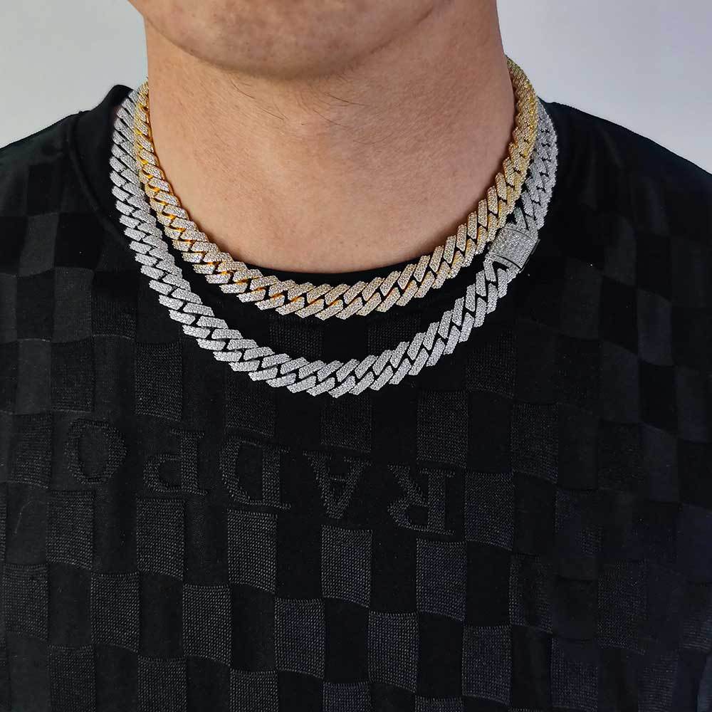 12mm Moissanite S925 Silver Necklace Diamond Cuban Chain Men's Necklace