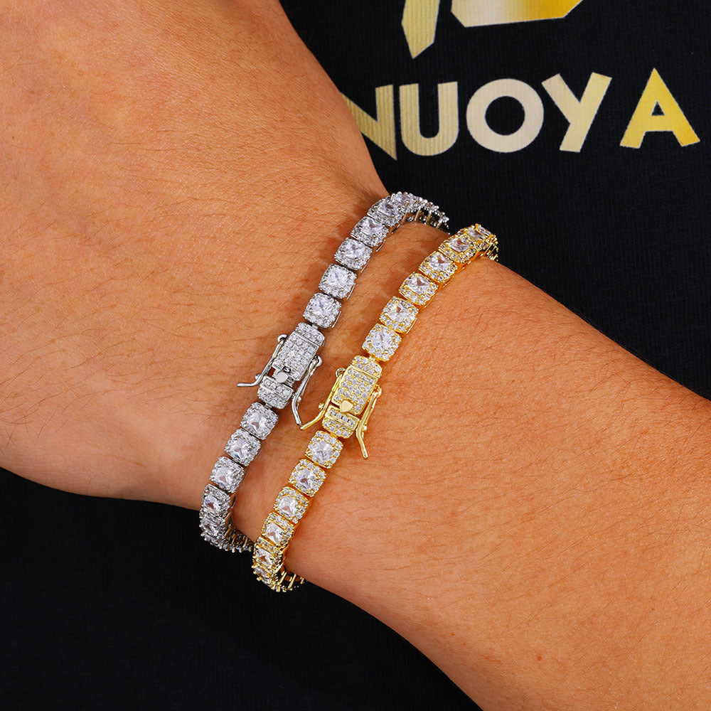 5mm  Gold S925 silver moissanite full diamond rock candy tennis bracelet Gubanlink