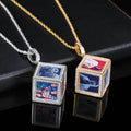 Cube memory photo pendant zircon DIY Thegoldlinks