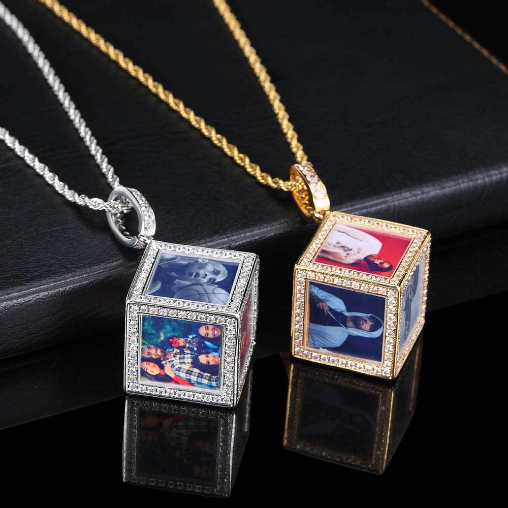 Cube memory photo pendant zircon DIY Thegoldlinks