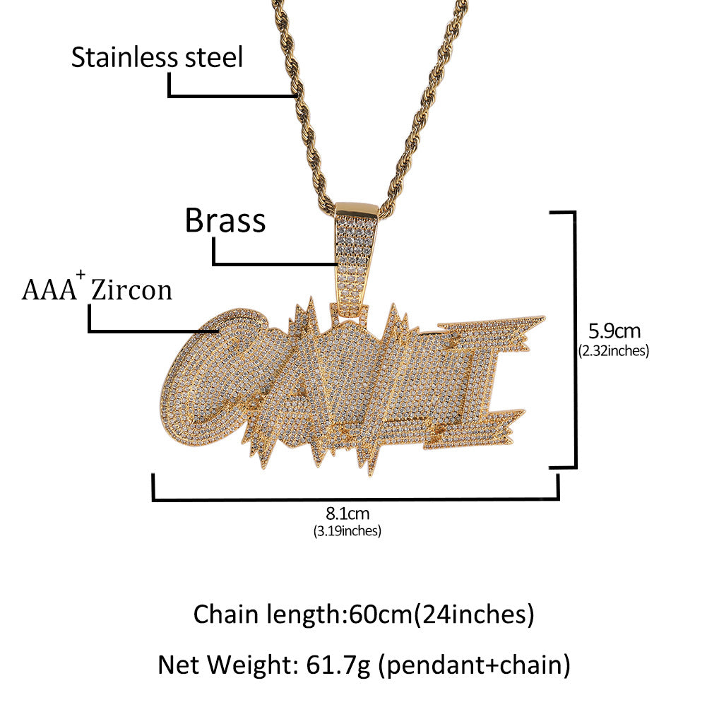 Custom Three-row Letter Hip-hop Pendant