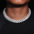 16MM White Gold Plated Iced Out Prong Cuban Link Chain Thegoldlinks