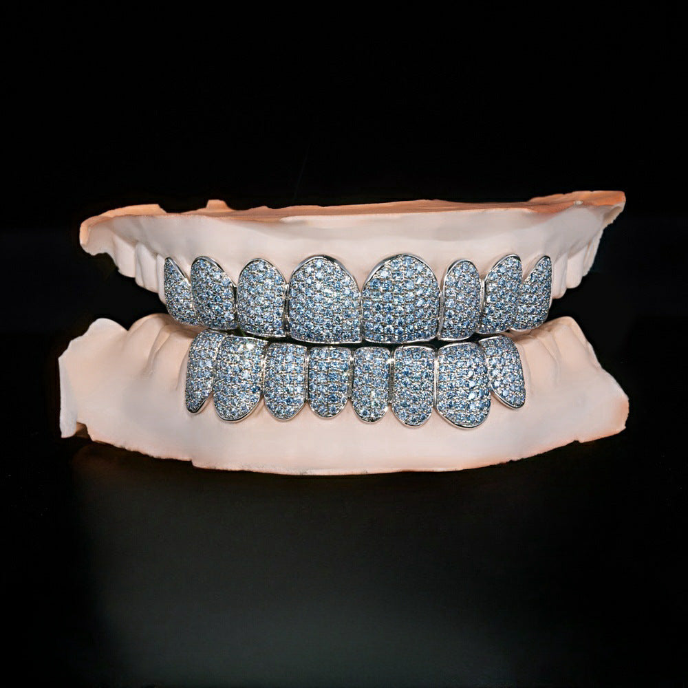 Blue Honeycomb S925 Moissanite Diamond Grillz Gubanlink