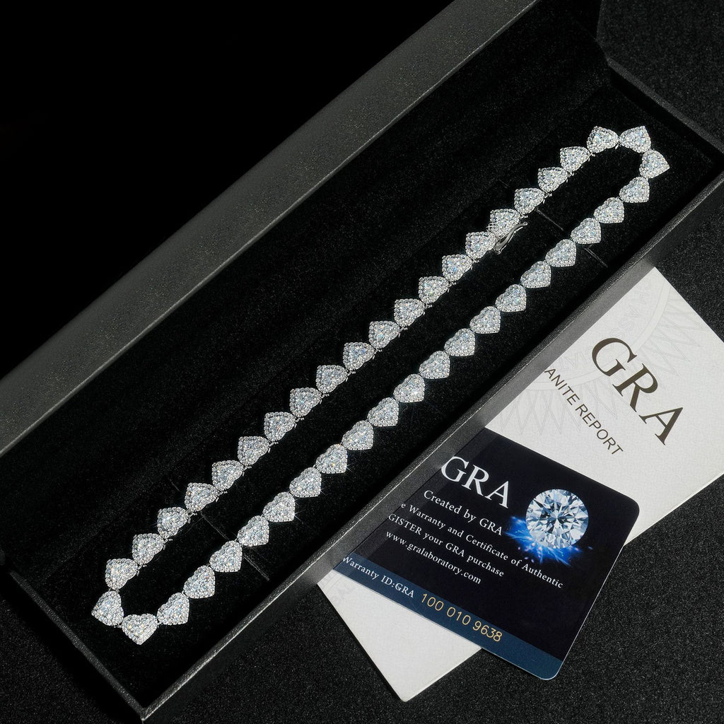 8mm 925 Silver Heart Shape Moissanite Cuban Link Chain