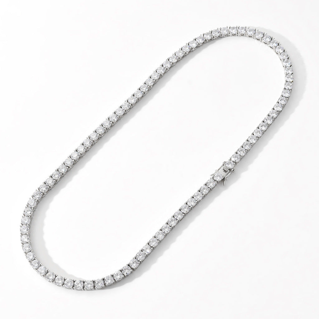 3-5mm S925 Silver White Gold  Moissanite Single Row Tennis Chains