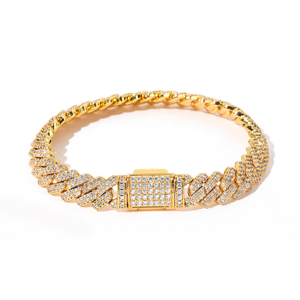 8mm S925 silver double row diamond moissanite bracelet Gubanlink