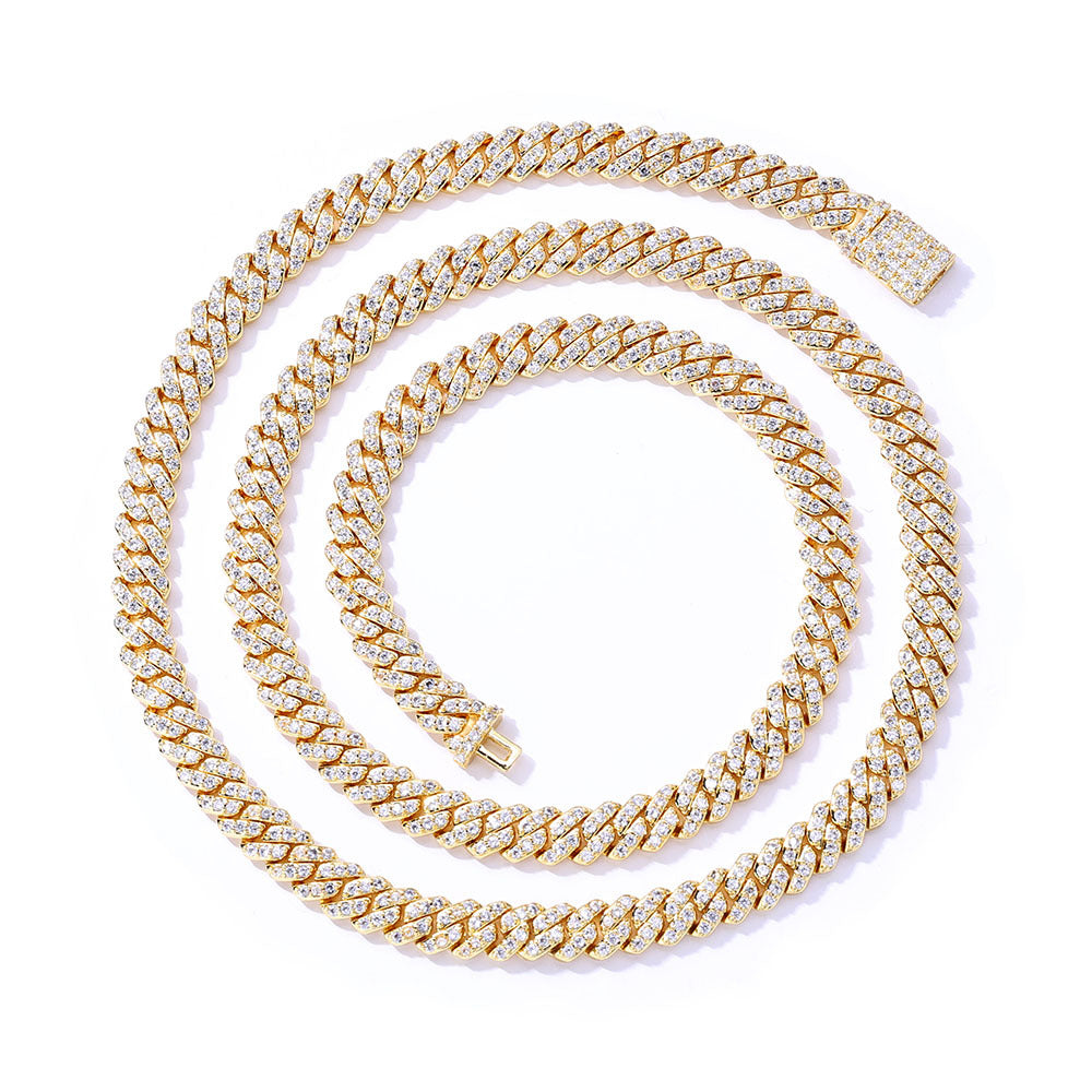 6mm S925 silver single row moissanite Cuban Link Chain