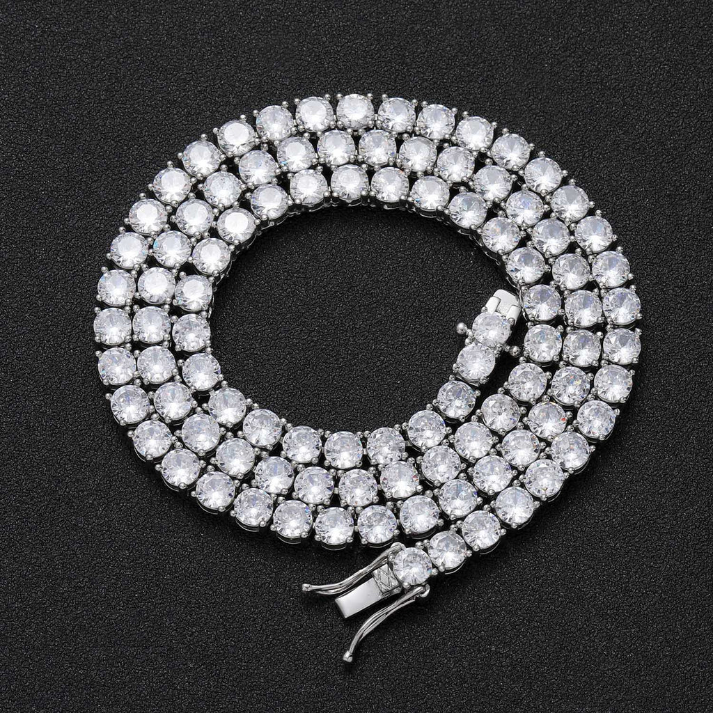 3-5mm S925 Silver White Gold  Moissanite Single Row Tennis Chains