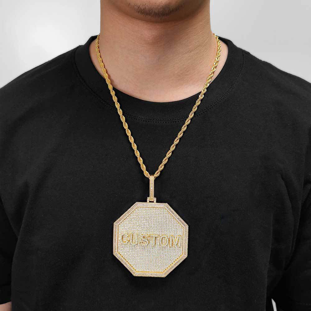 3D Big Octagon Custom Letter Pendant