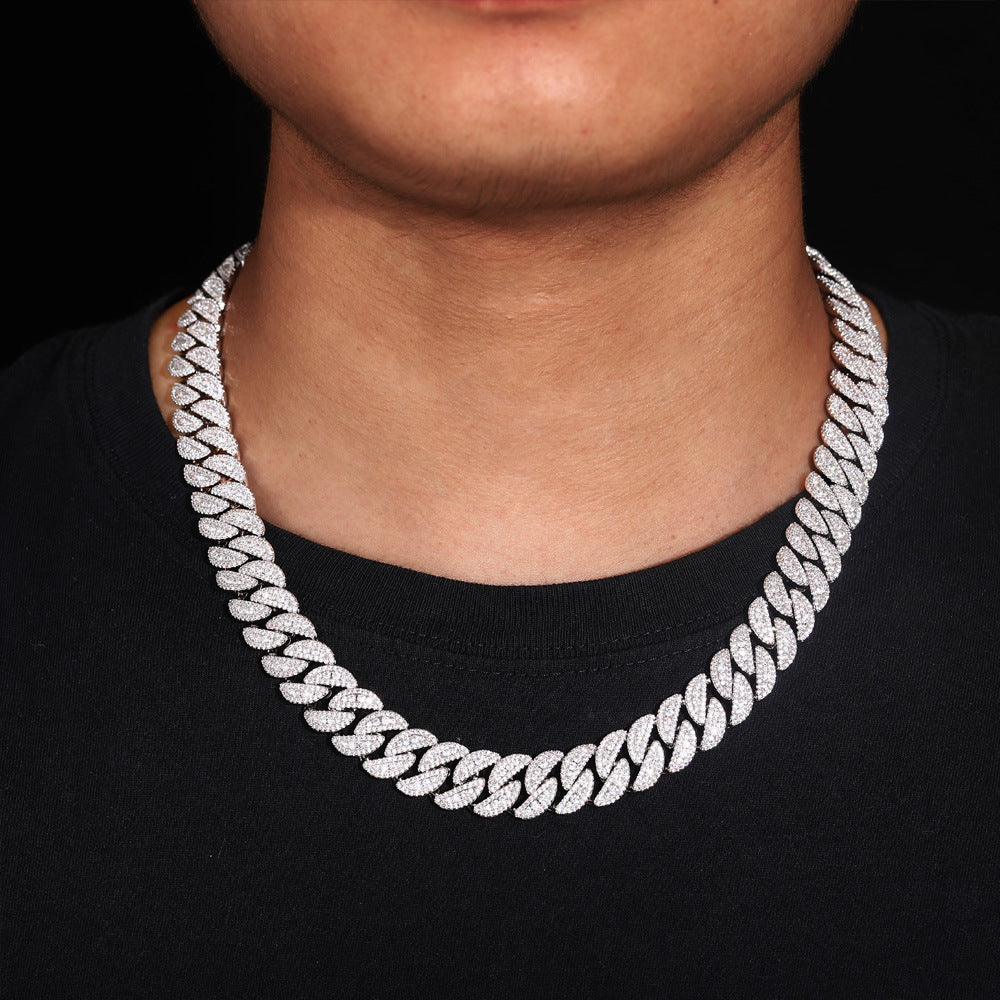 12MM Gold Plate Three-row Zircon bubble Cuban chain