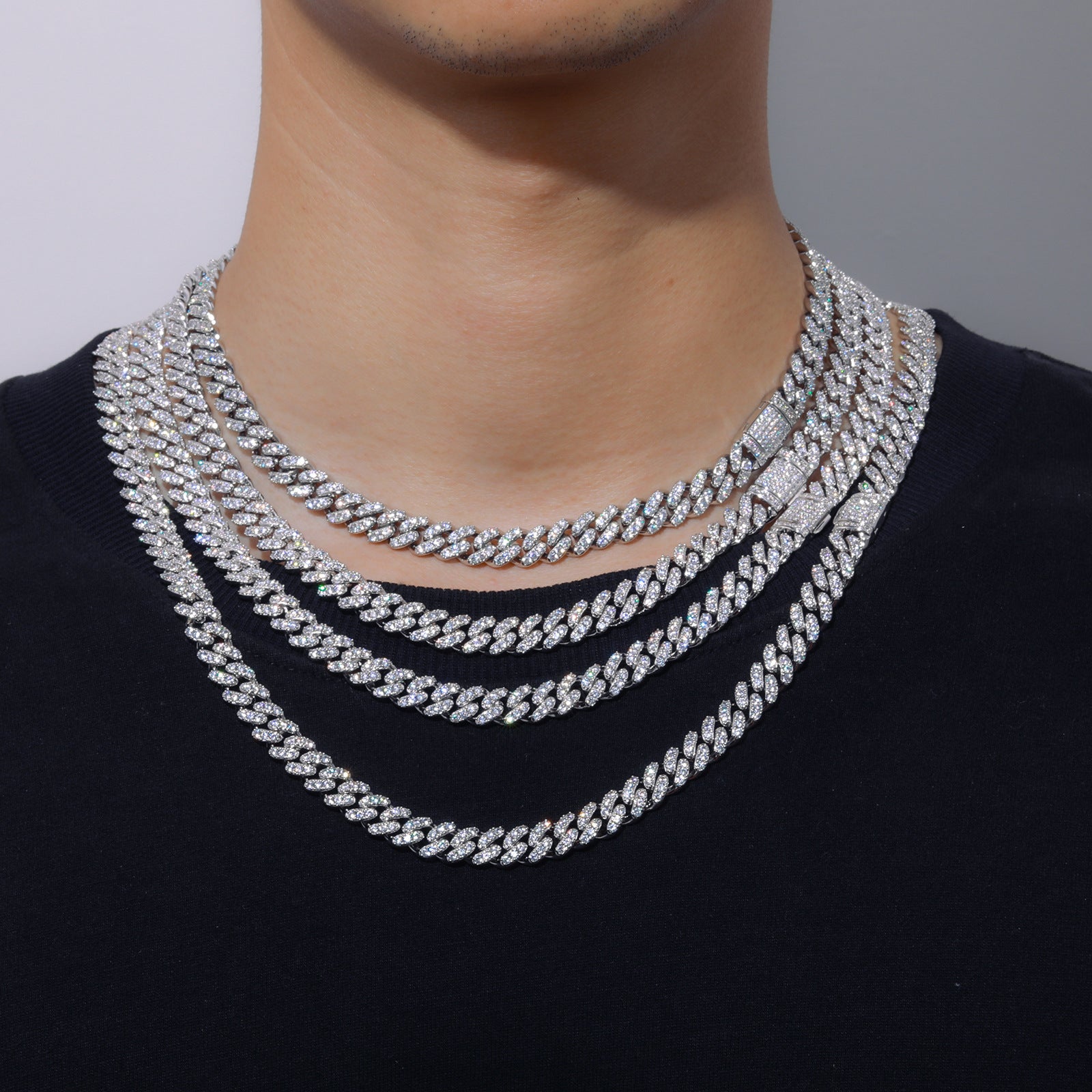 10MM White Gold Plated Iced Out Cuban Link Chain