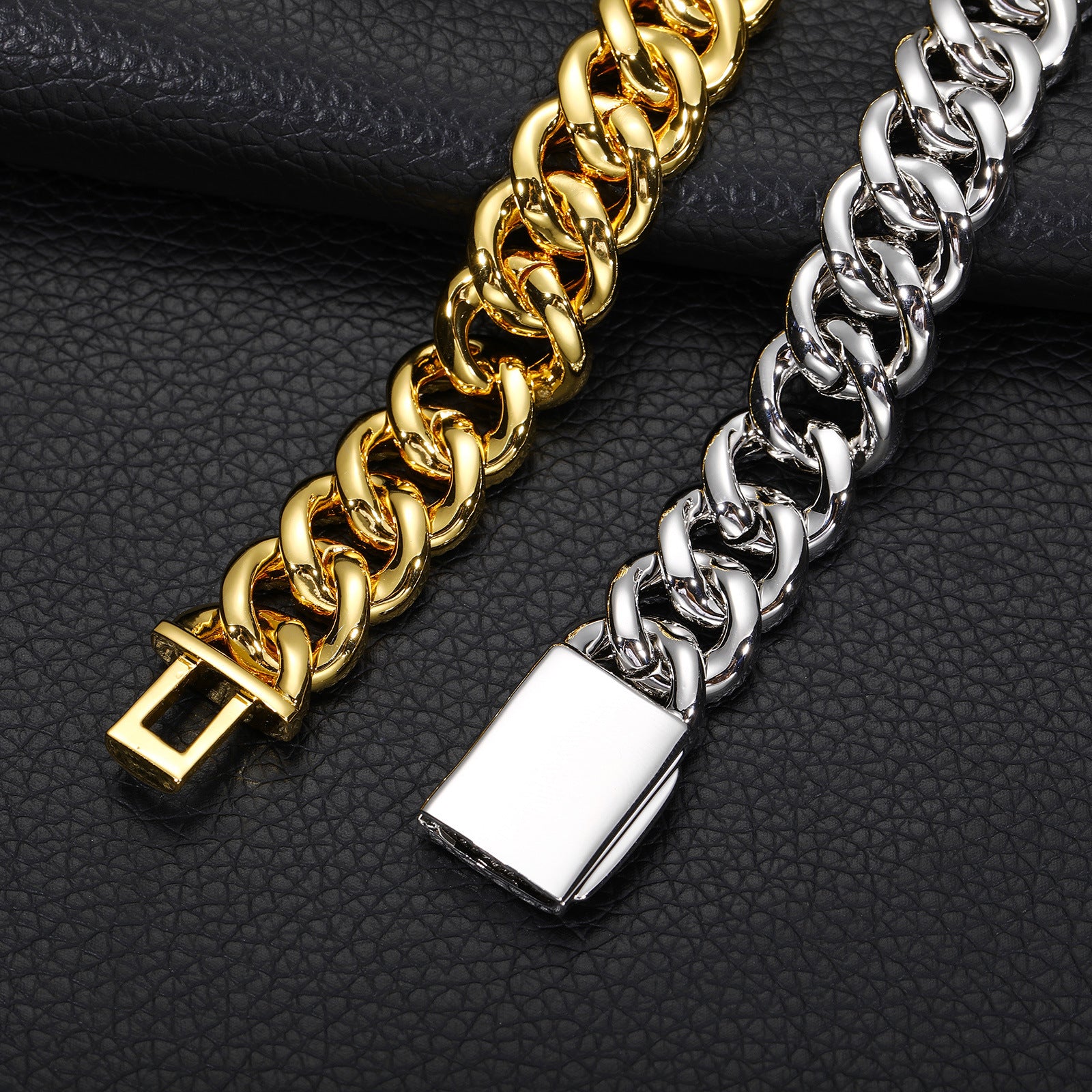 12MM Gold Plate Three-row Zircon bubble Cuban chain
