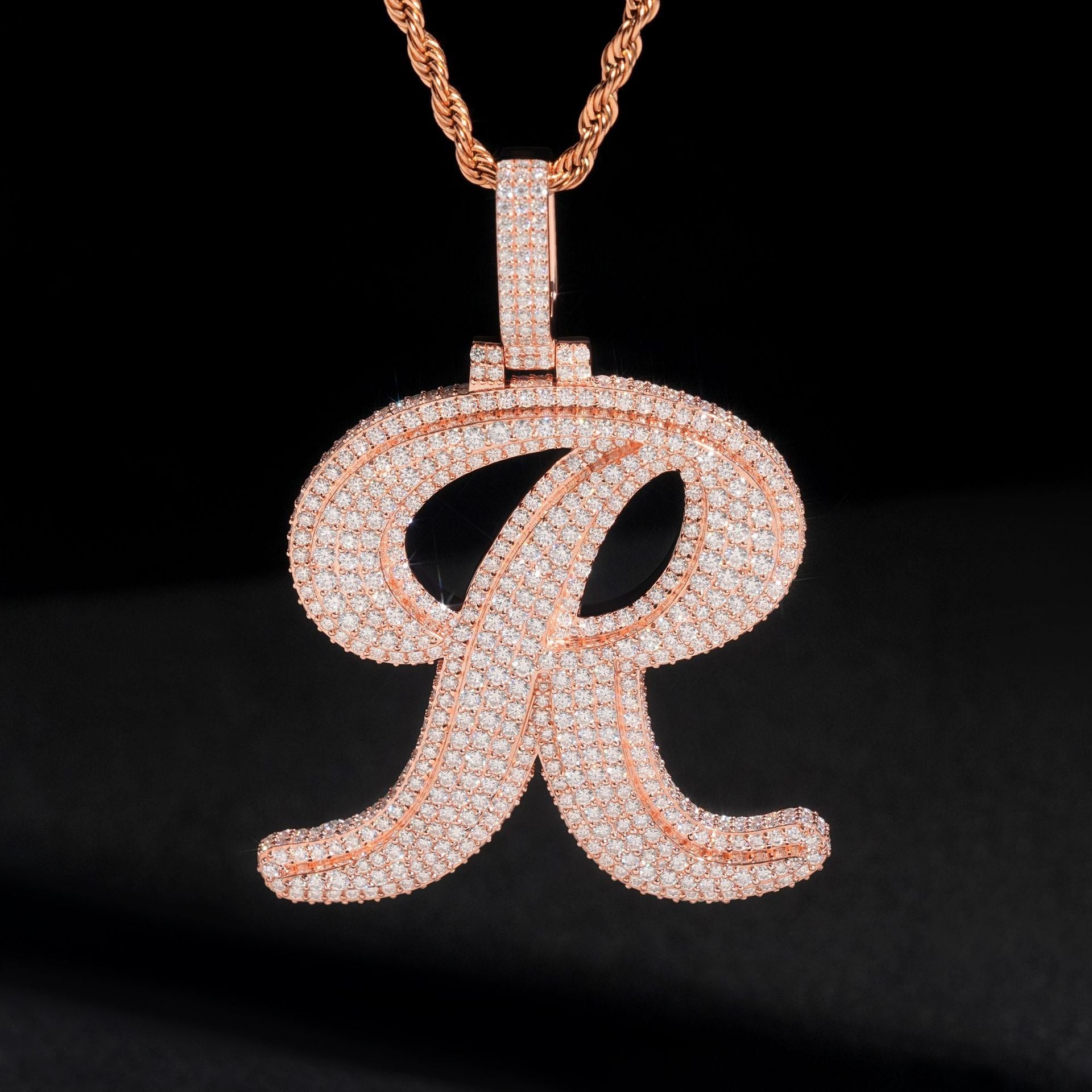 Custom Letter R Moissanite Pendant gubanlink
