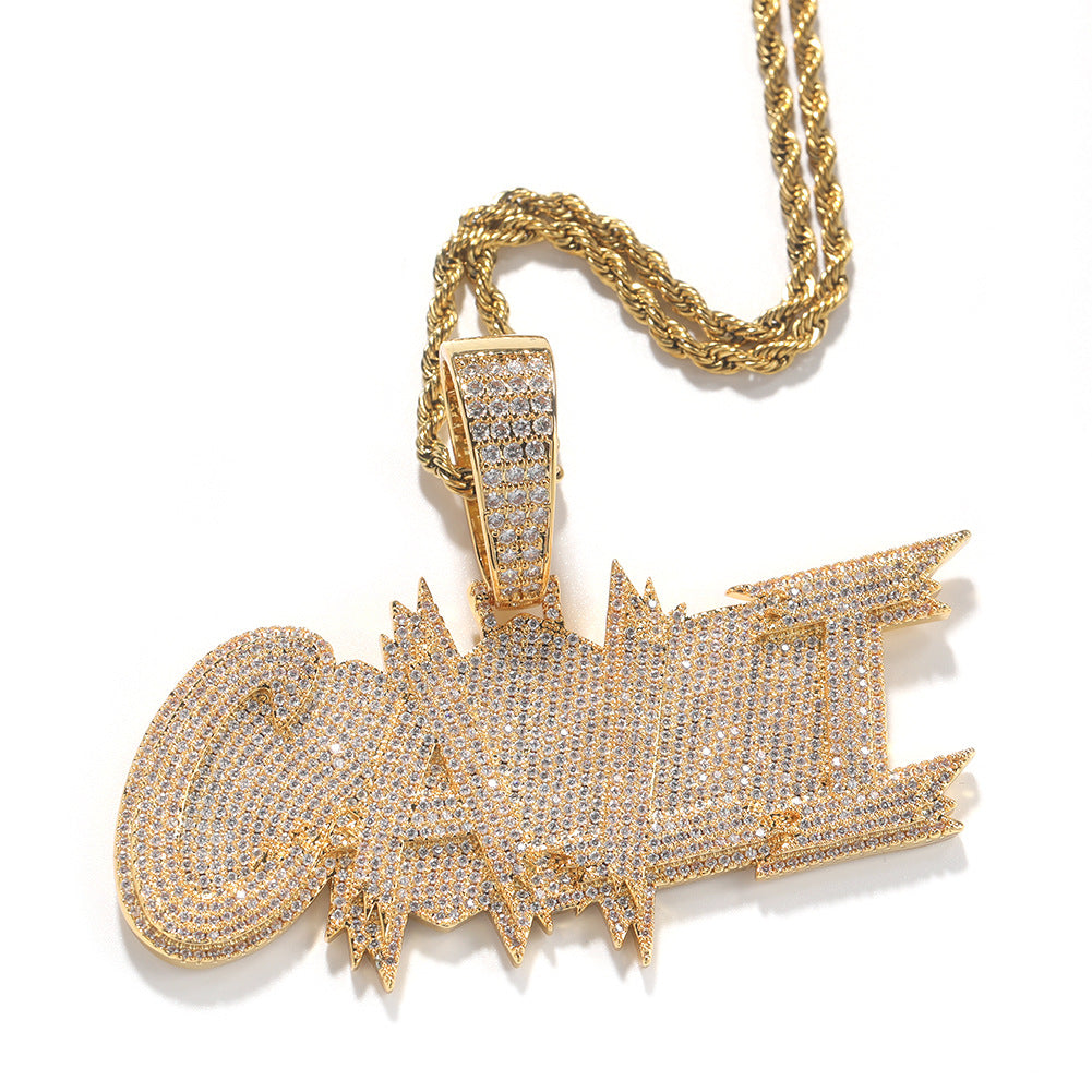 Custom Three-row Letter Hip-hop Pendant Gubanlink