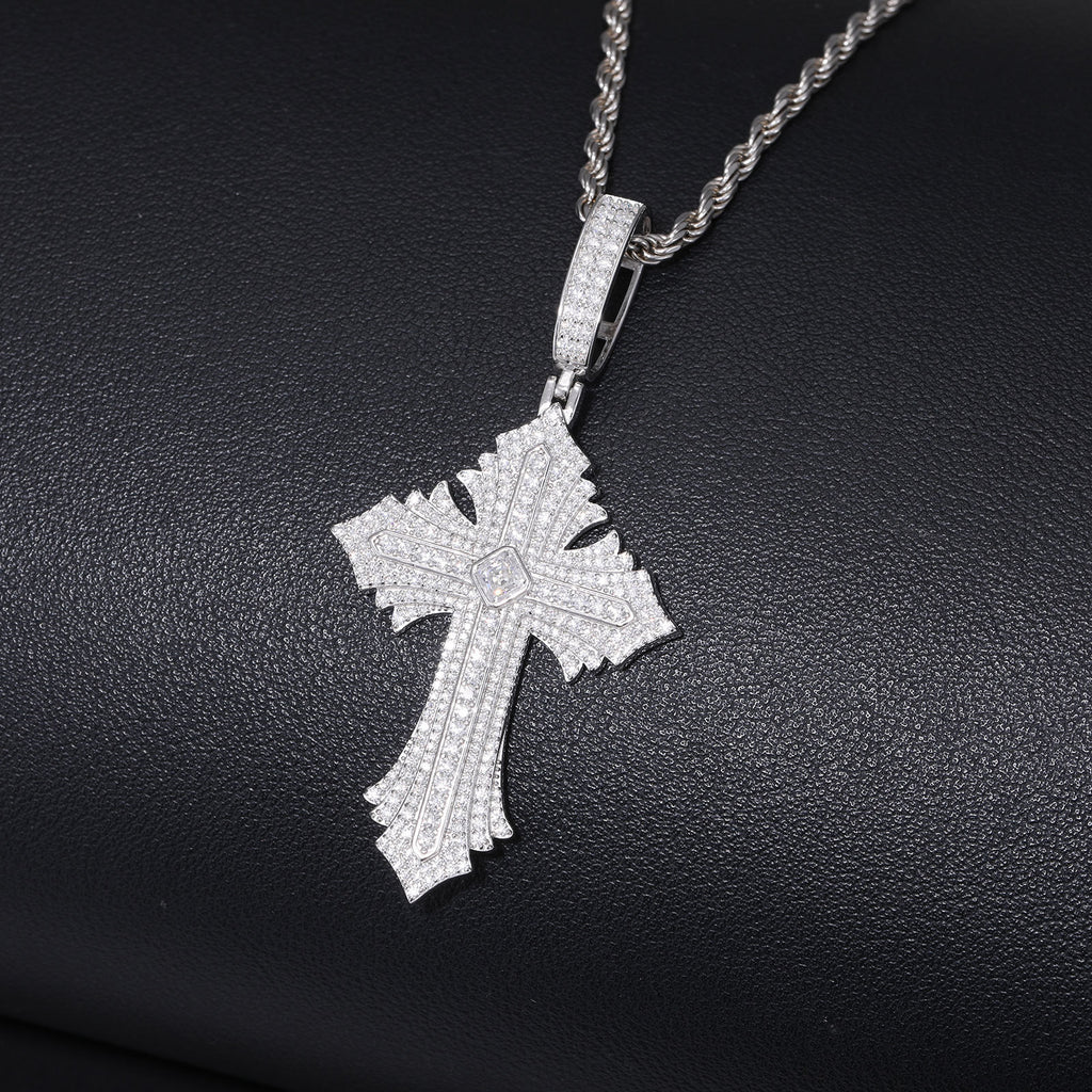 Moissanite Abstract Cross Pendant
