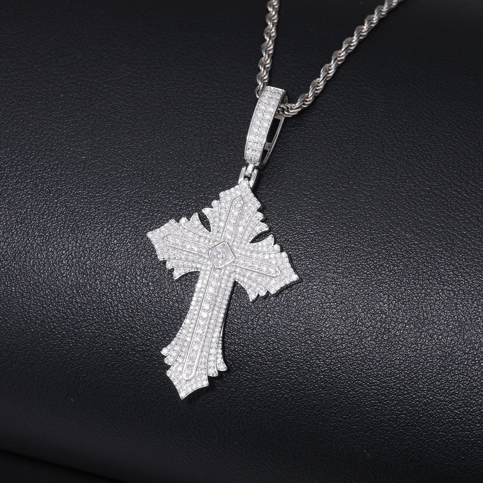 Moissanite Abstract Cross Pendant