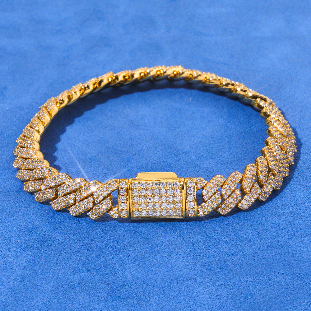 8mm S925 silver double row diamond moissanite bracelet Gubanlink