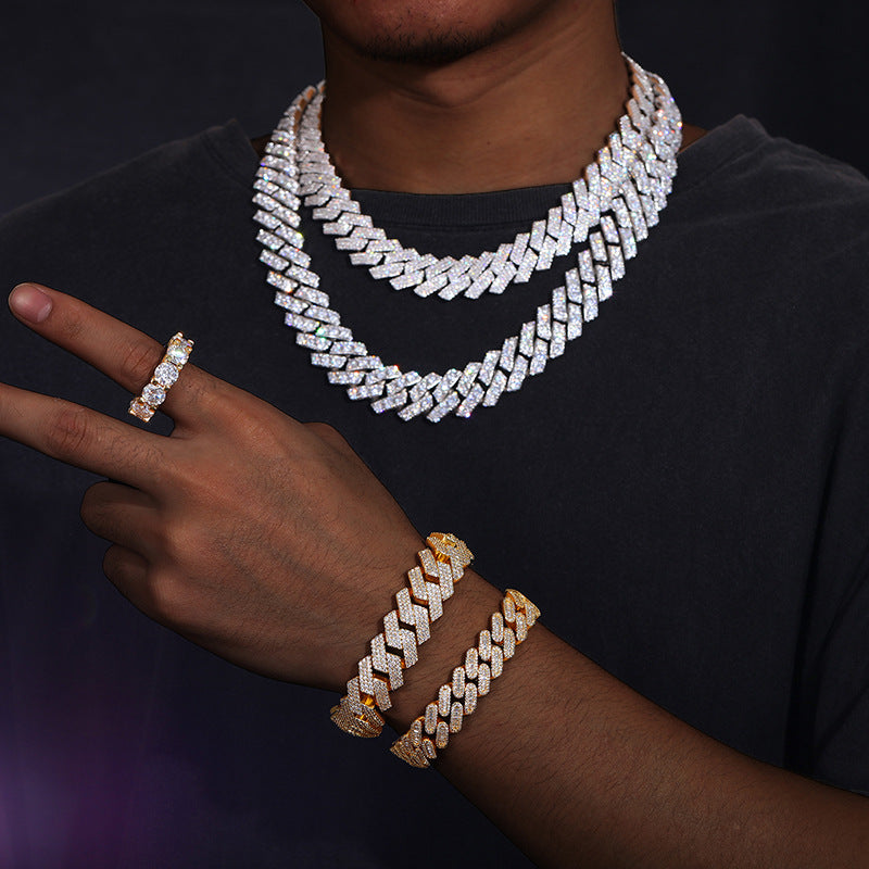16MM White Gold Plated Iced Out Prong Cuban Link Chain