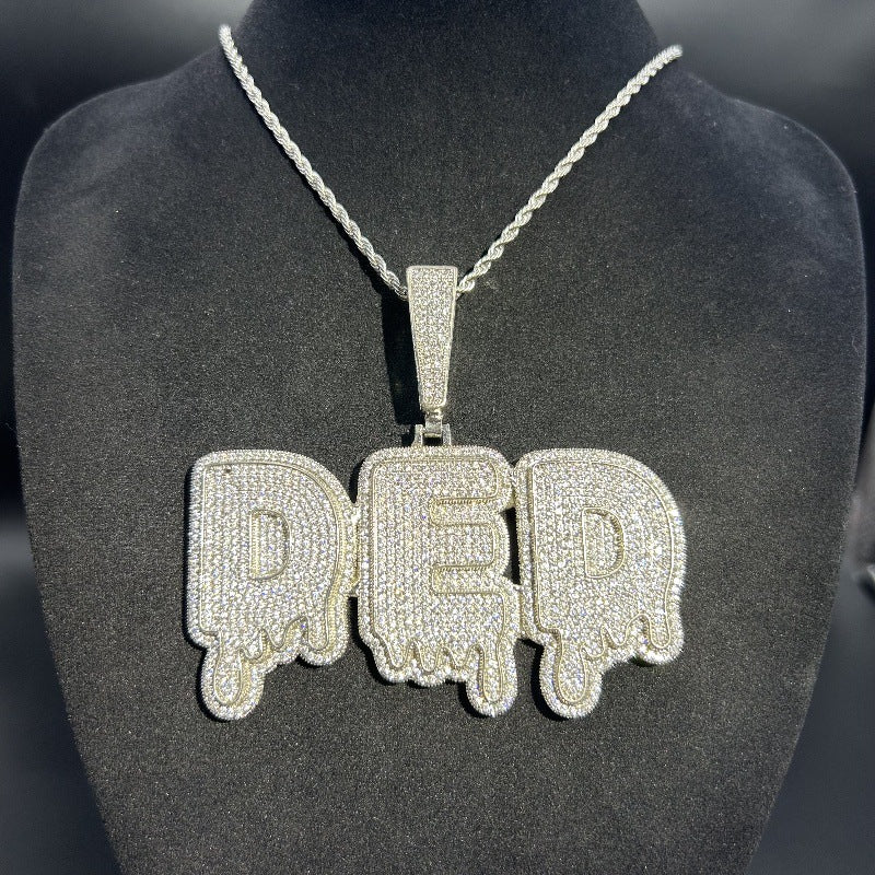 Customized letter and number combination zircon drop pendant