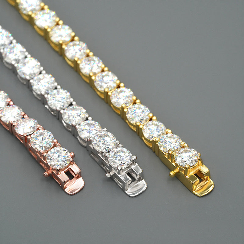 3-5mm S925 Silver White Gold  Moissanite Single Row Tennis Chains