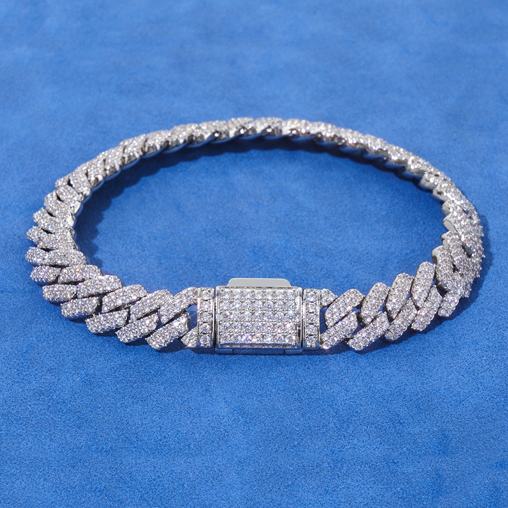 8mm S925 silver double row diamond moissanite bracelet Gubanlink