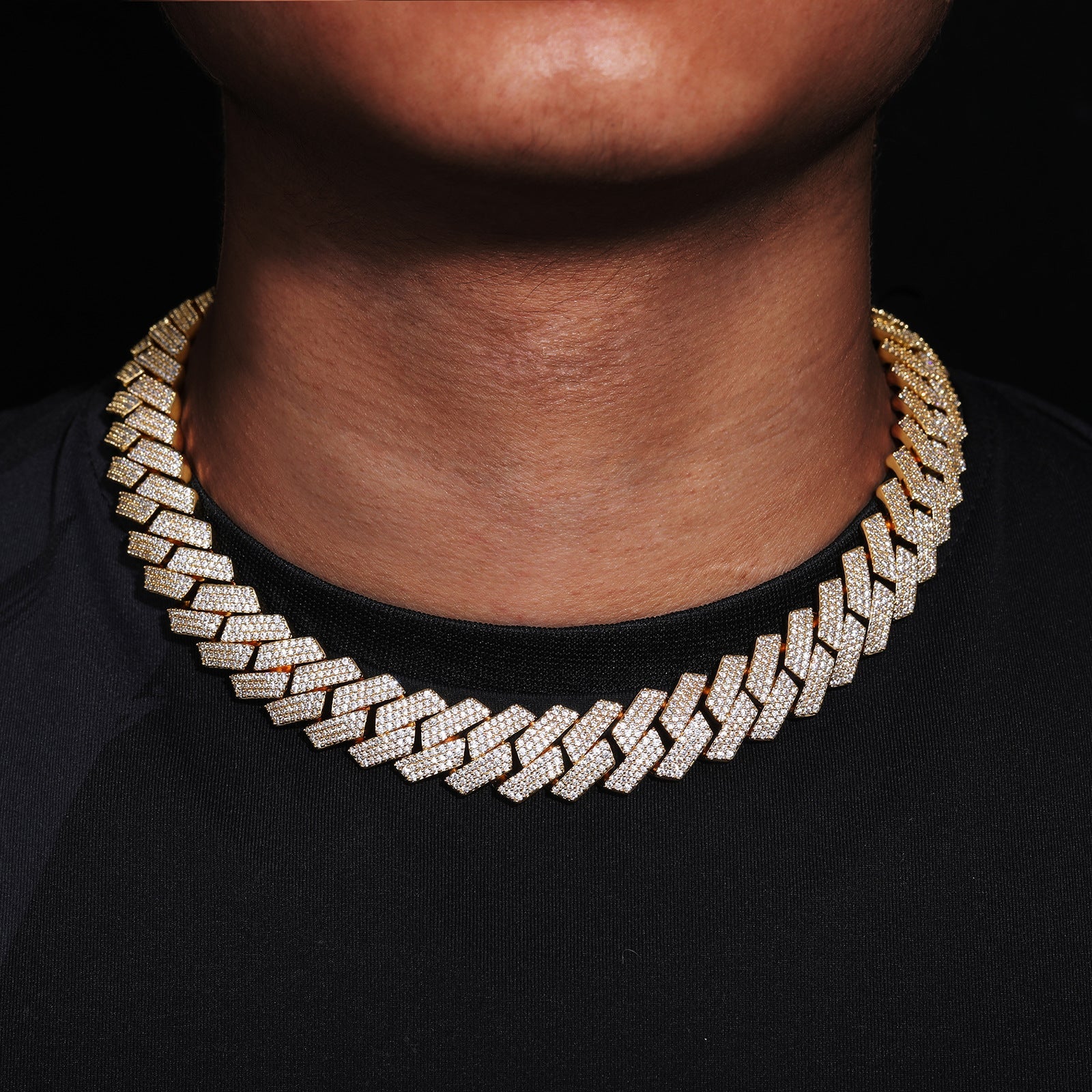 16MM Gold Plated Iced Out Prong Cuban Link Chain Thegoldlinks
