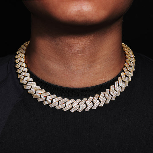 16MM Gold Plated Iced Out Prong Cuban Link Chain