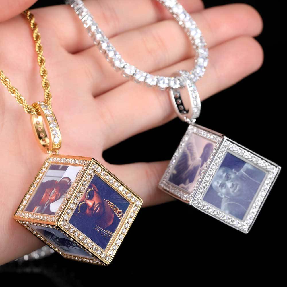 Cube memory photo pendant zircon DIY Thegoldlinks