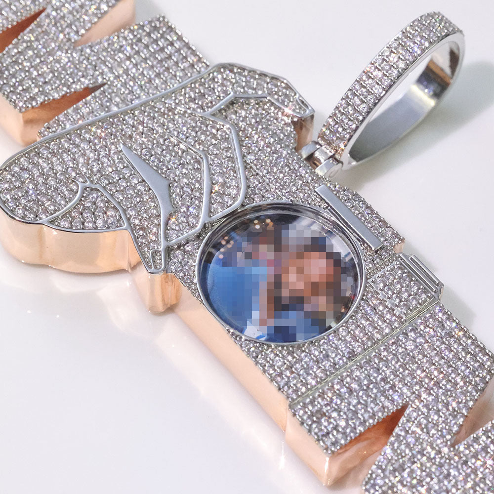 925 Sterling Silver Moissanite Customized Camera Photo Pendant Bornreal Jewelry