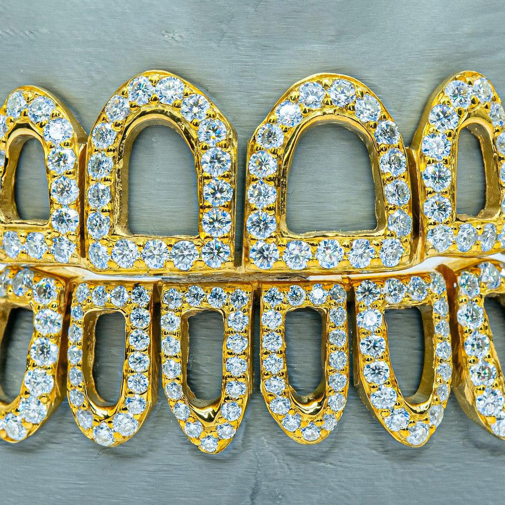10 on 10  S925 F VSS  Moissanite Diamond Hollowing Out Grillz