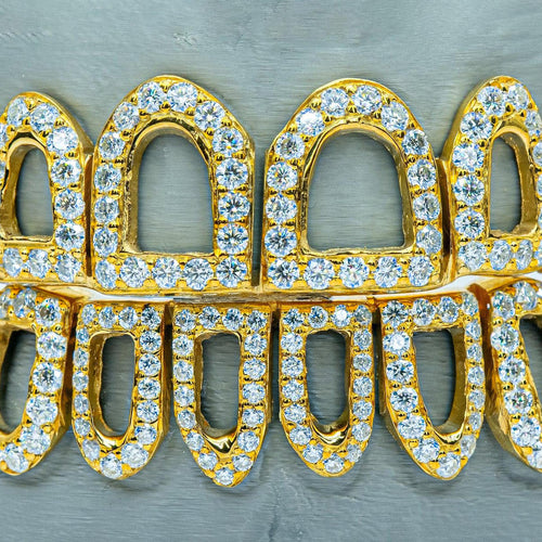 10 on 10  S925 F VSS  Moissanite Diamond Hollowing Out Grillz
