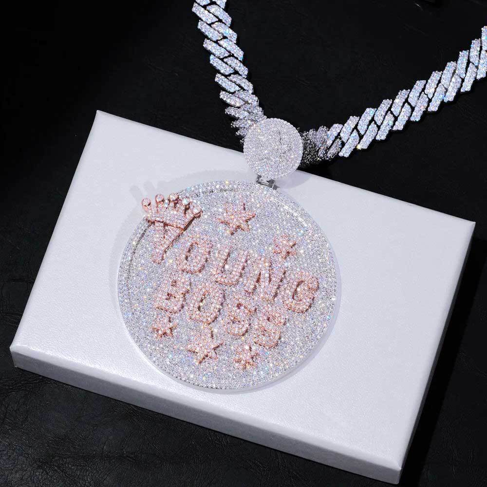 Customized Letter and Number Round Star Crown Pendant