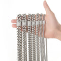8/10/12/14/16/18MM White Gold Plated Stainless Steel Iced Out Miami Cuban Link Chain Thegoldlinks