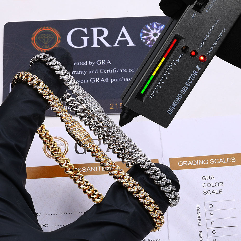 6mm S925 silver single row moissanite Cuban Bracelet Gubanlink