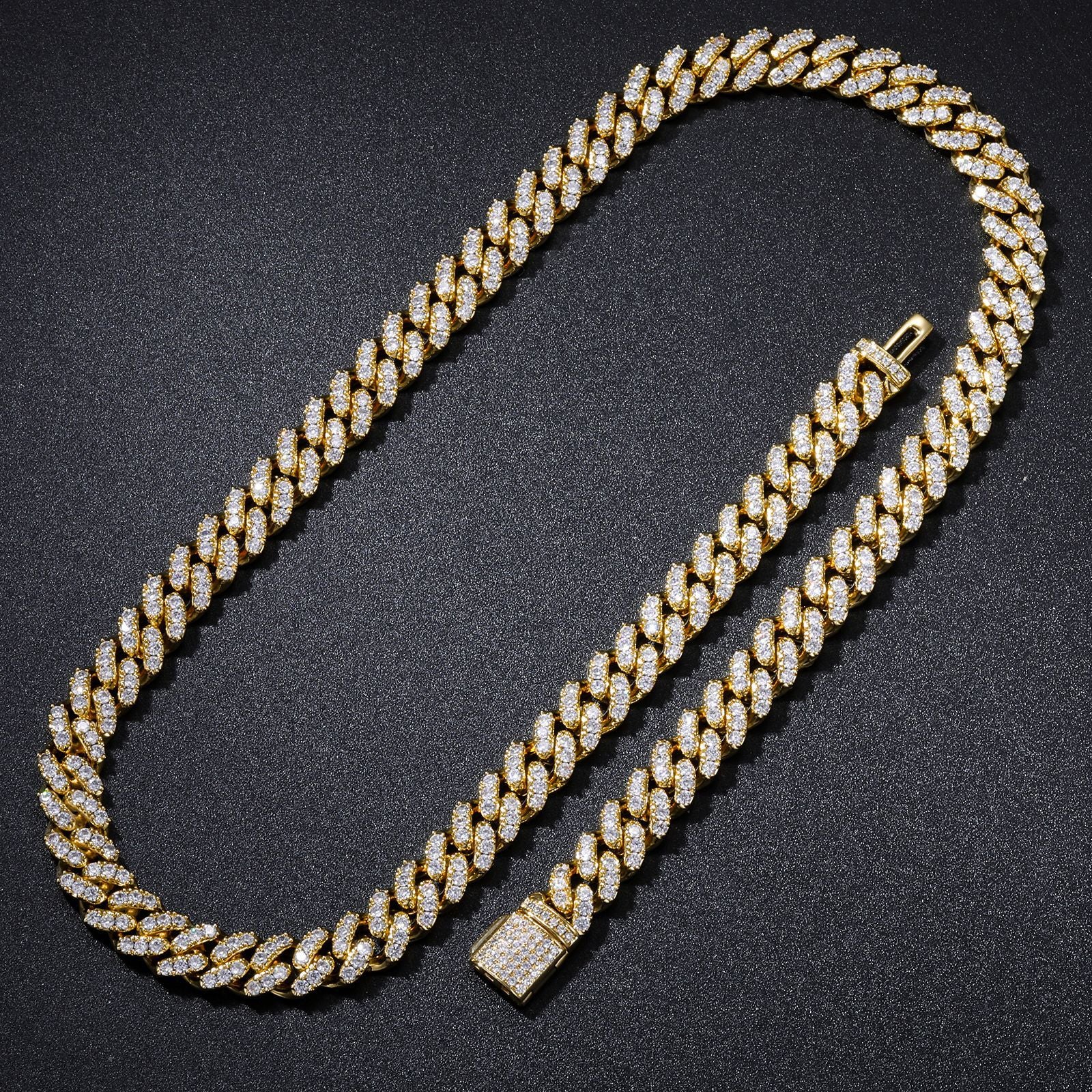 10MM 14K Gold Plated Iced Out Cuban Link Chain