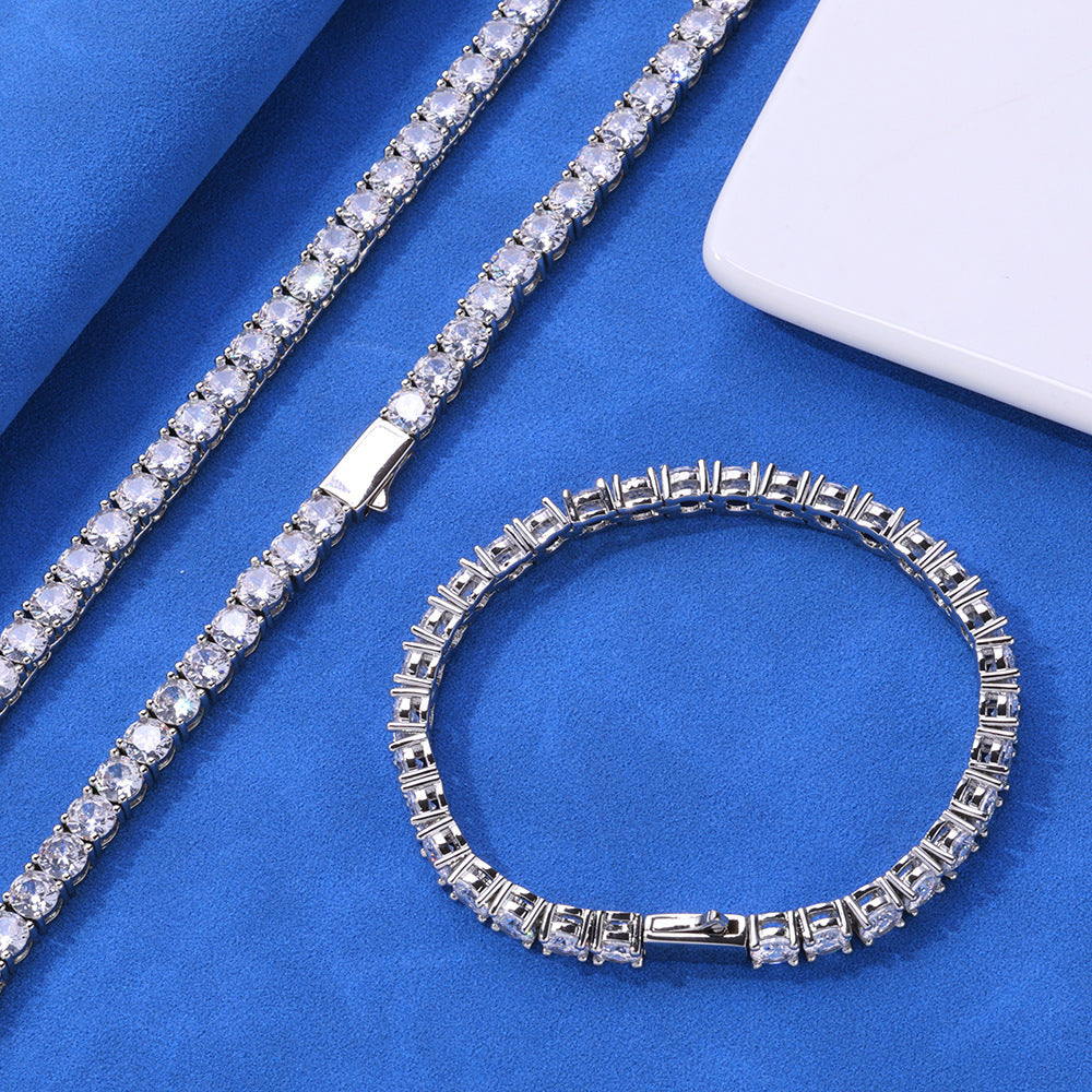 3mm-5mm  White Gold S925 Silver Moissanite Tennis Chains