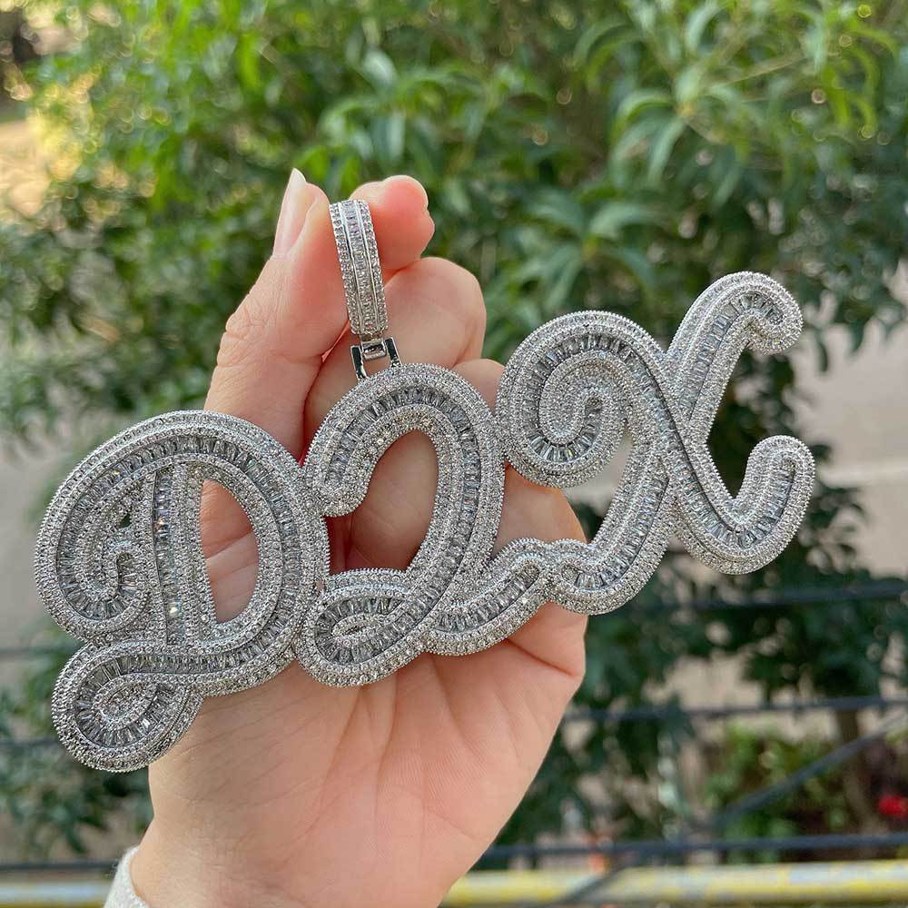 Customized Letter Square Zircon Pendant