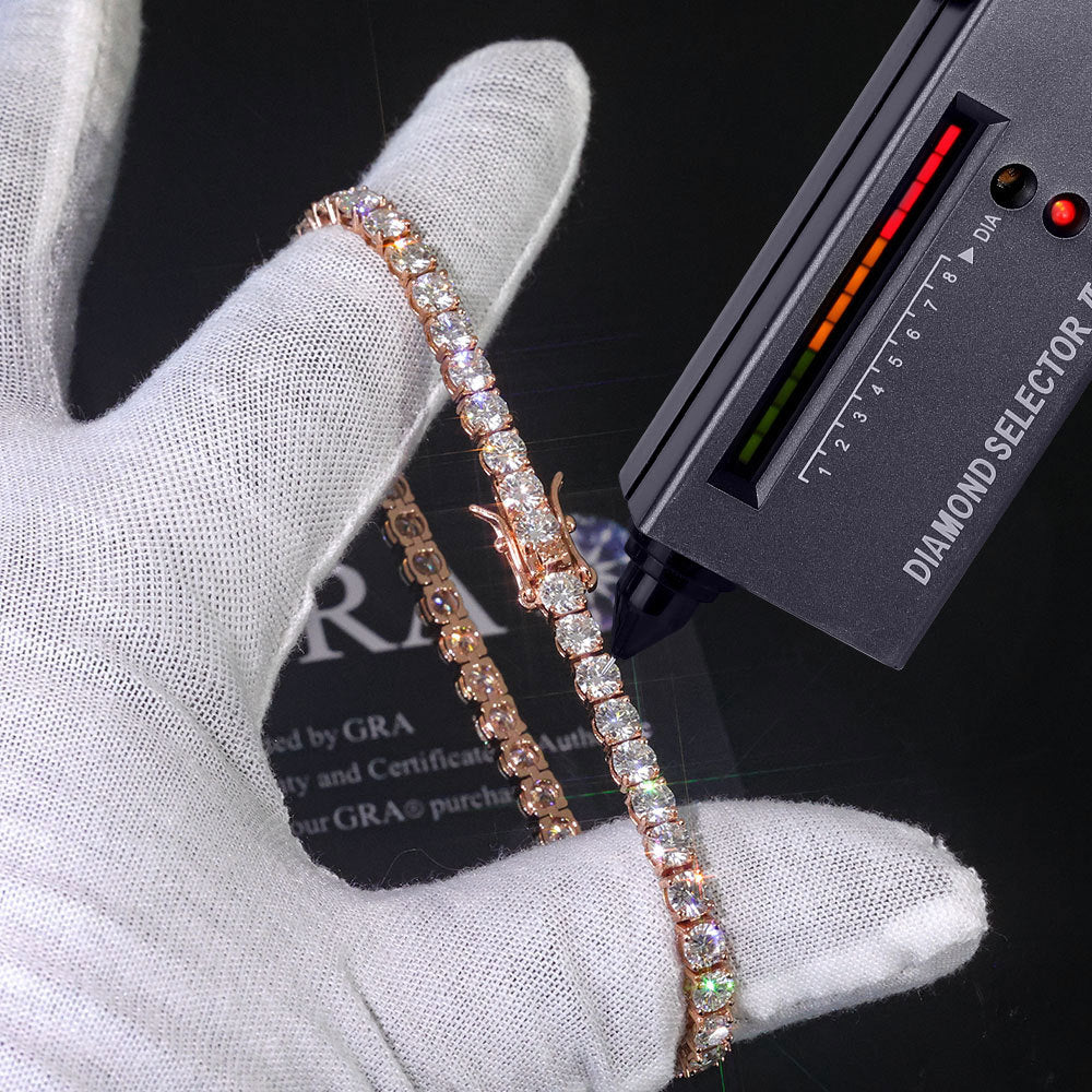 Rose Gold 925 Silver Moissanite Tennis Bracelet (ALL SIZES) Gubanlink