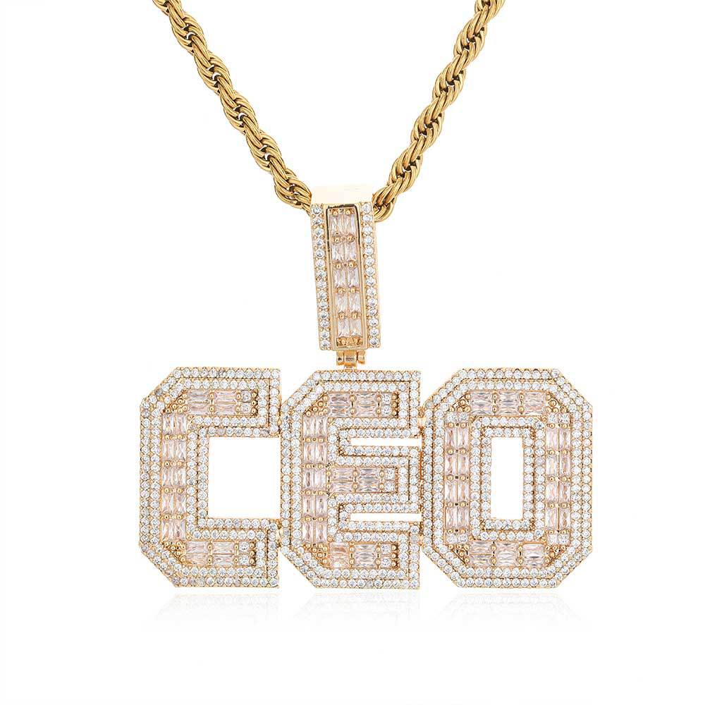 Custom T-square hip-hop letter pendant