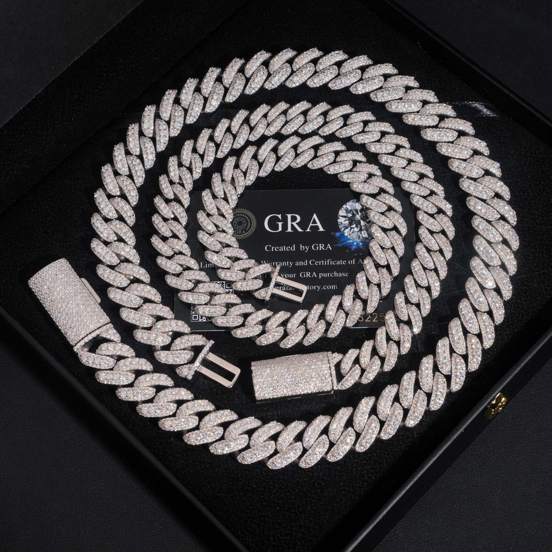 13mm/15mm/16mm/18mm New S925 Silver Moissanite Crescent Cuban Chain