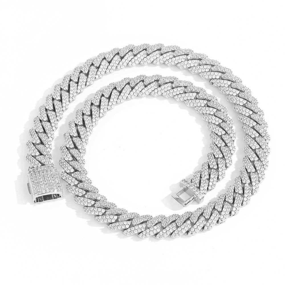 12mm Moissanite S925 Silver Necklace Diamond Cuban Chain Men's Necklace