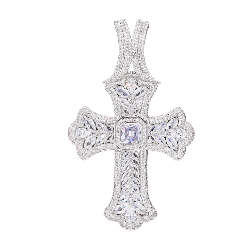 Oversized  CZ Stone Cross Pendant