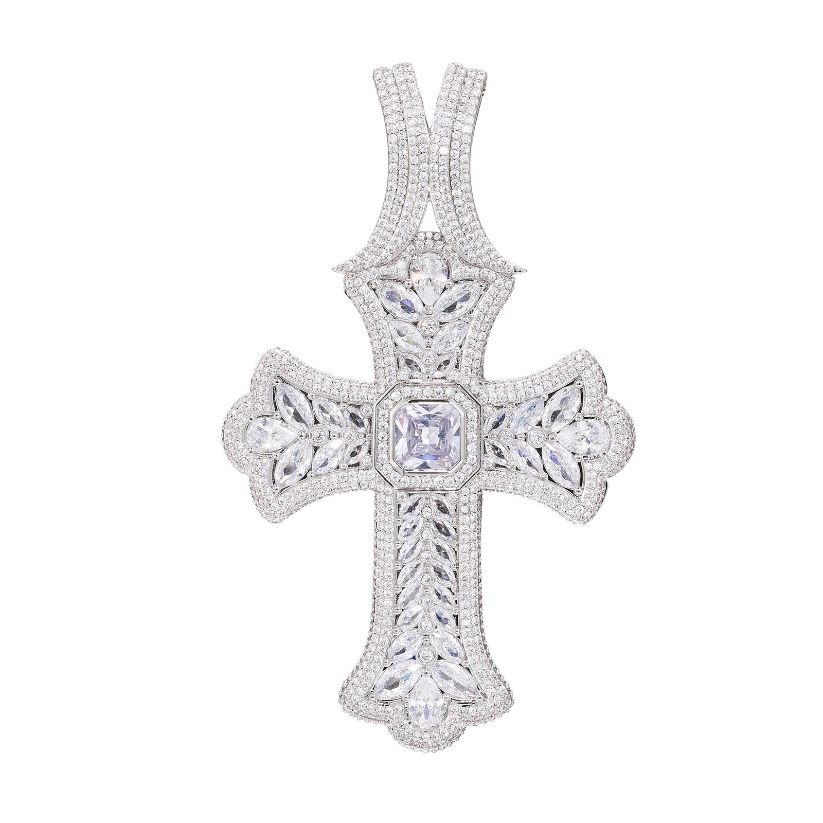 Oversized  CZ Stone Cross Pendant
