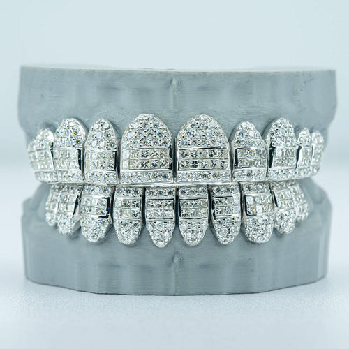 10 on 10 Hybrid 10k White Gold Moissanite Diamond Grillz Gubanlink