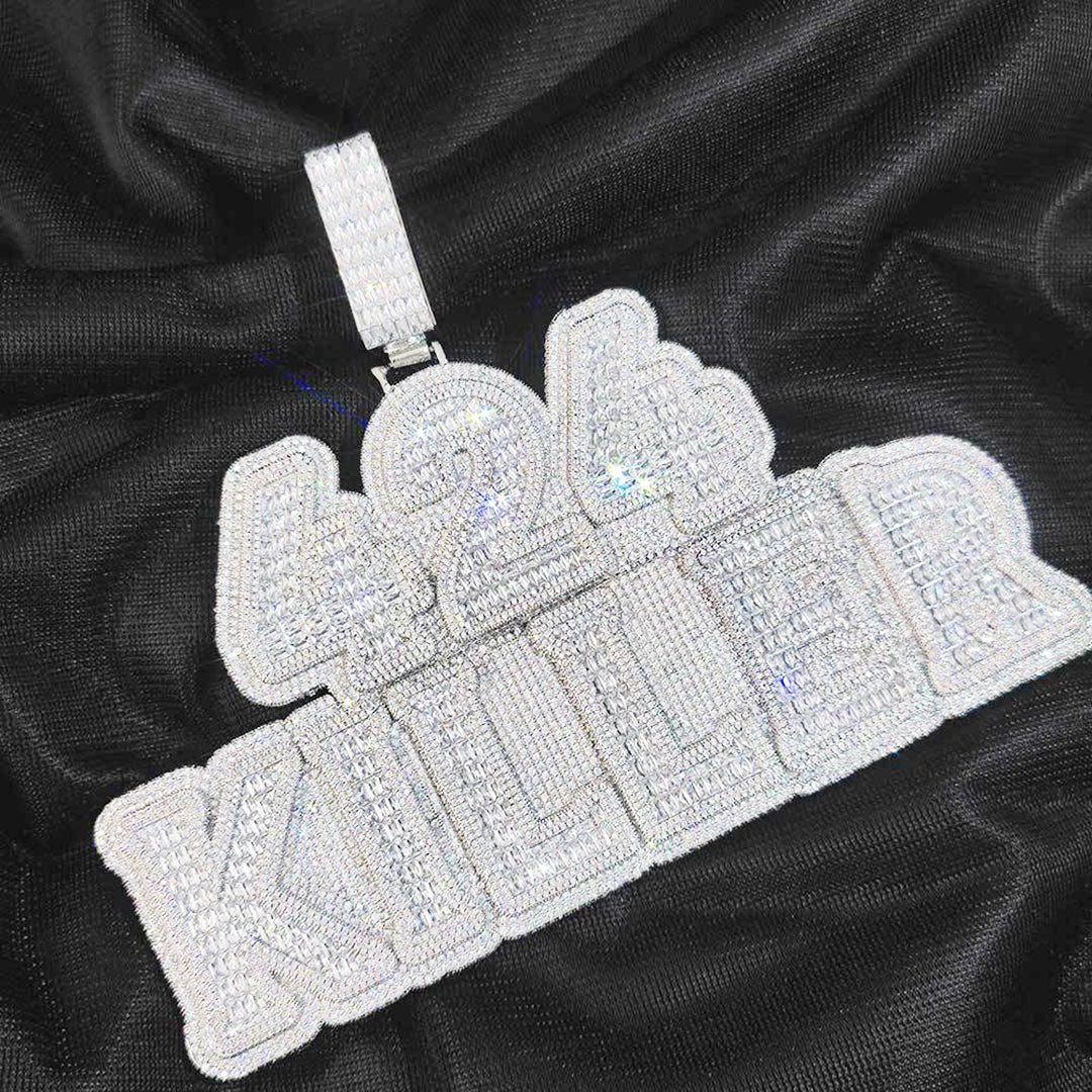 Custom Square and Round Mixed Inlaid Zircon Letter Pendant Gubanlink